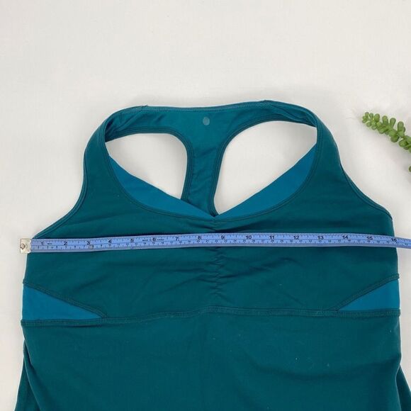 Lululemon Racer Back‎ Cinch Front Tank Medium Support Green Size 10 - Picture 8 of 12